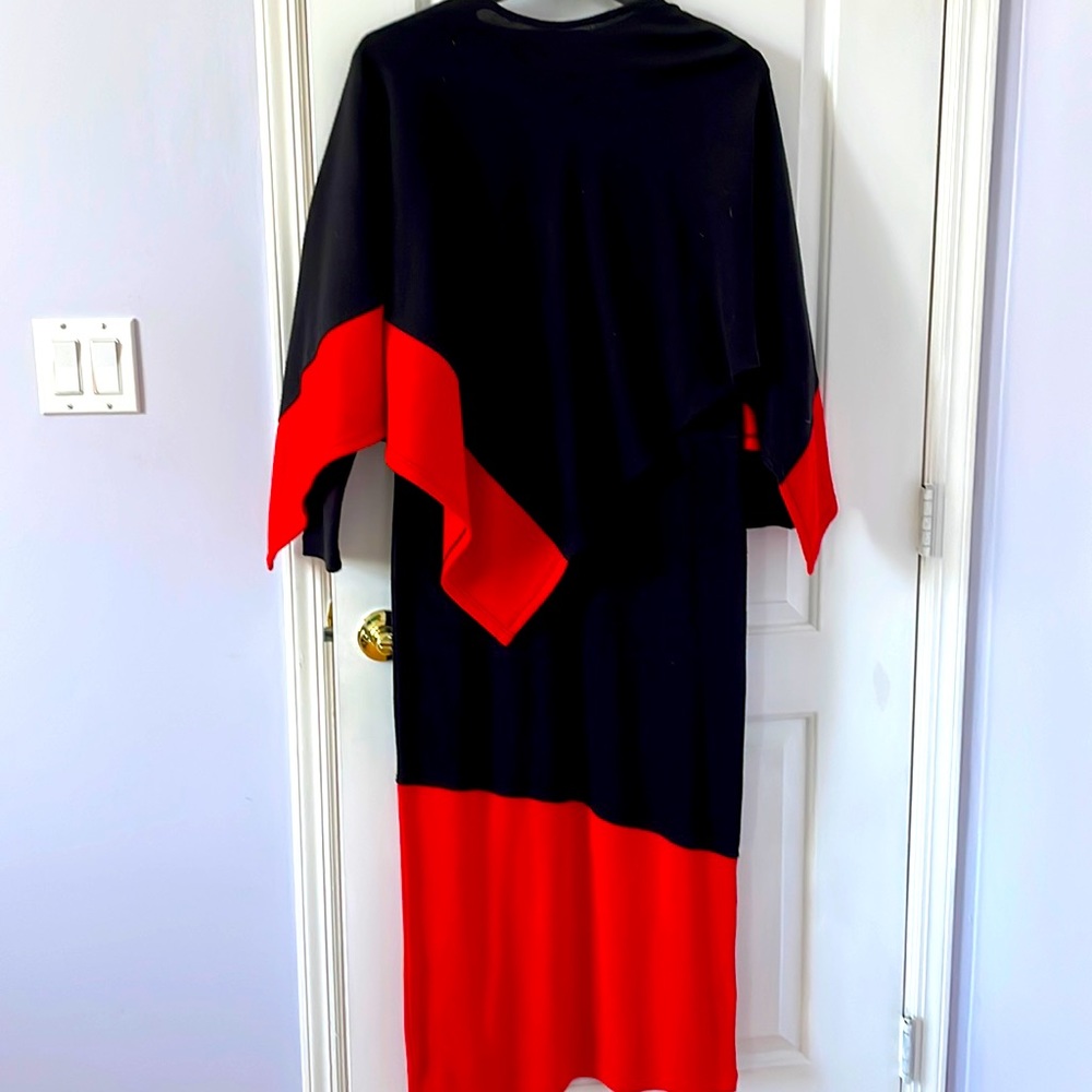IKC Dress size M color black and red , long sleeves and poncho on the top